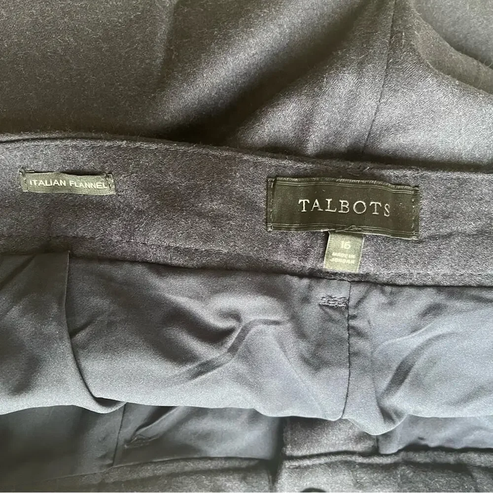 Talbots Size 16 Wool Lined Cuffed Trousers Cropped